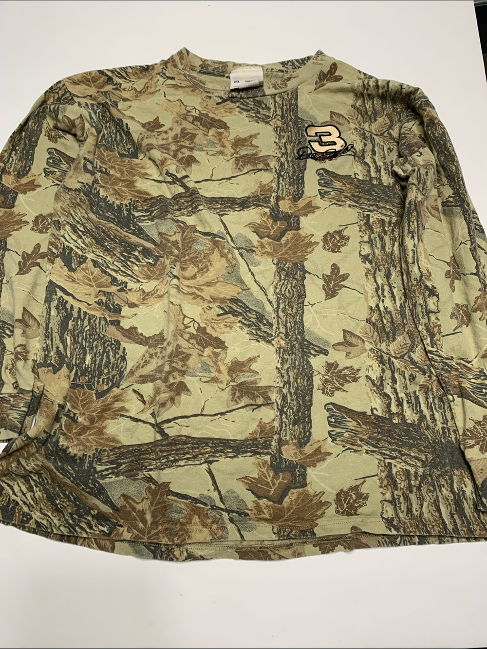 Camo Long-Sleeve Tee with Number 3 Patch - Green/Brown